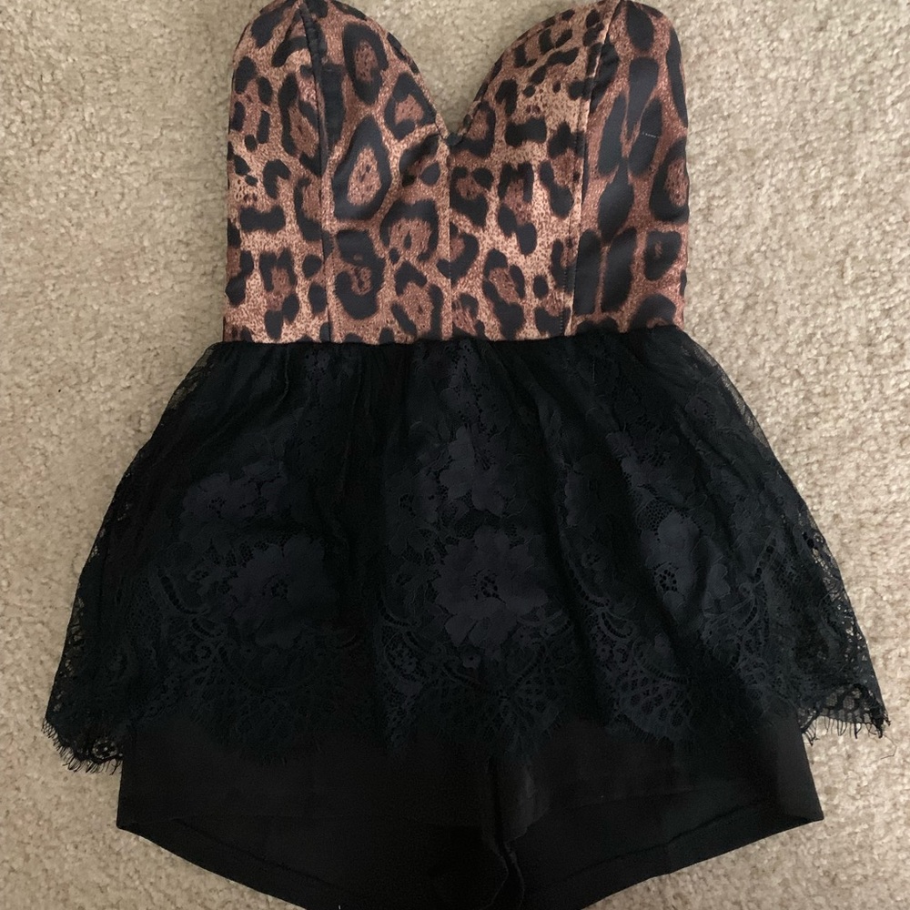 Sexy leopard shirt romper